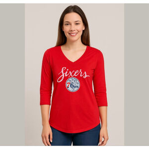 Philadelphia 76ers Sixers Women’s Medium Gameday Couture Red designer Shirt M